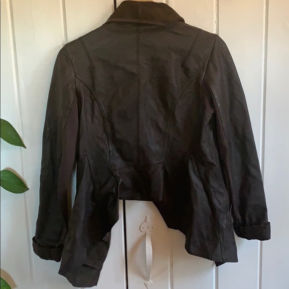 All Saints Brown Leather Jacket - Picture 3 of 4